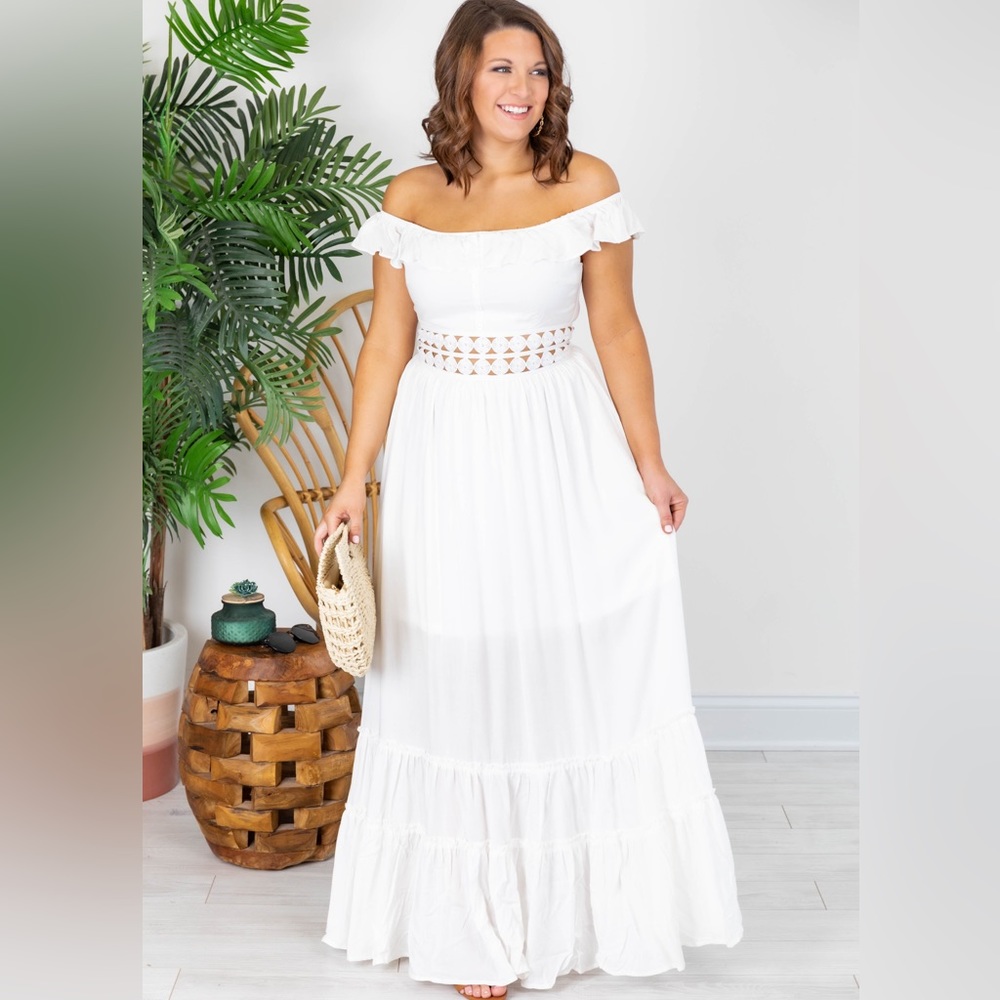 Pink Lily - When You Look at Me White Maxi Dress